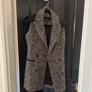 Women's Black and White Tweed Vest